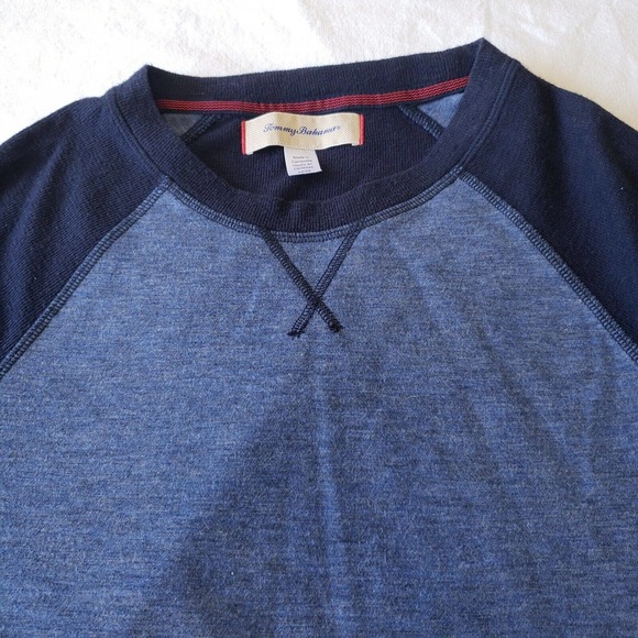 Tommy Bahama Baseball Tshirt Crew Neck Long Sleeve Blue Size Medium Blue Fleece - Picture 3 of 6